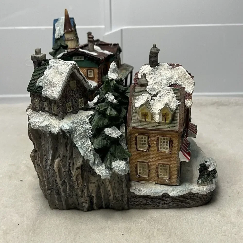 Fiber Optic Christmas Village Light Up Town Scene Vintage Y2K Train Station